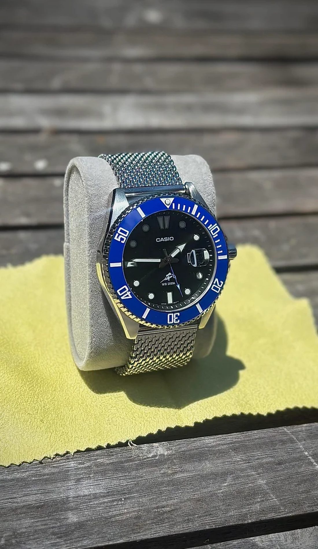 Casio Duro on an aftermarket mesh bracelet